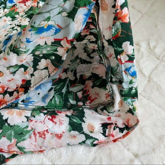 Zara Basic | Z1975 Denim Floral Halter Ruffle Sleeveless Mini Dress | Size Large - Picture 4 of 12